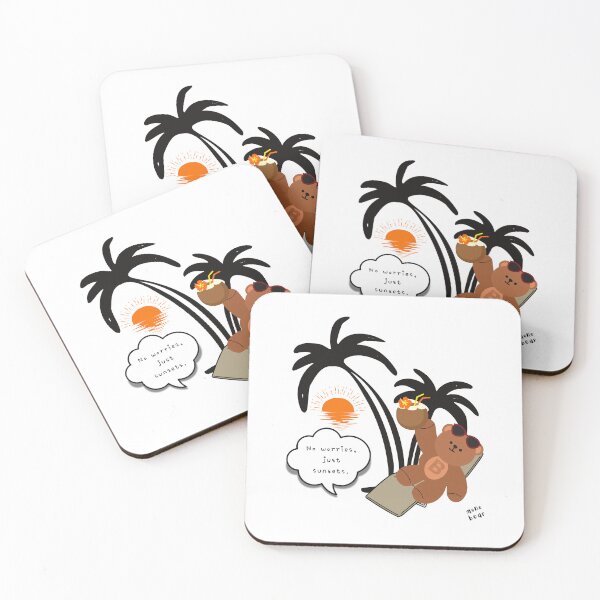 Item preview, No Worries, Just Sunsets – Sunset Chill Bear ( White / Transparent Background ) designed and sold by mintmono-studio.