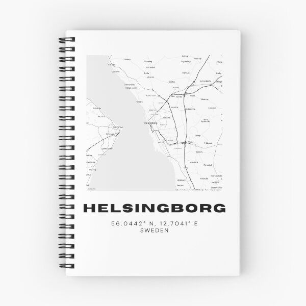 Item preview, Minimalist Helsingborg Map – Black & White Coastal Sweden Print designed and sold by RM-Journey.