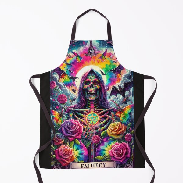 Item preview, The death priestess - trippy tie dye tarot skeleton with moon bats and Roses design designed and sold by Liliths-Closet.