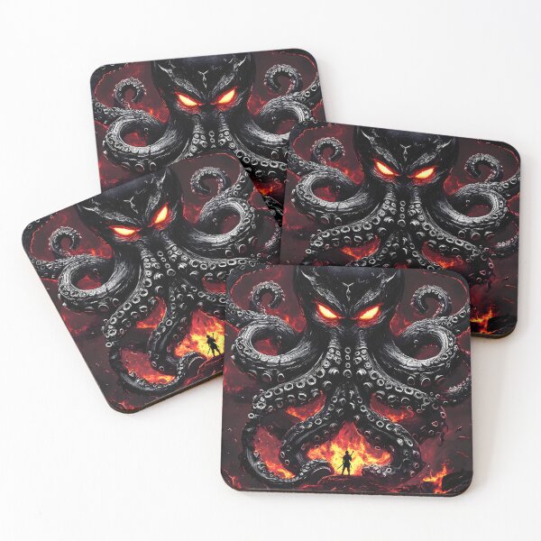 Item preview, Animal Giant Octopus Overlord Rising from Lava Facing Lone Armed Challenger designed and sold by mildaclairmo.