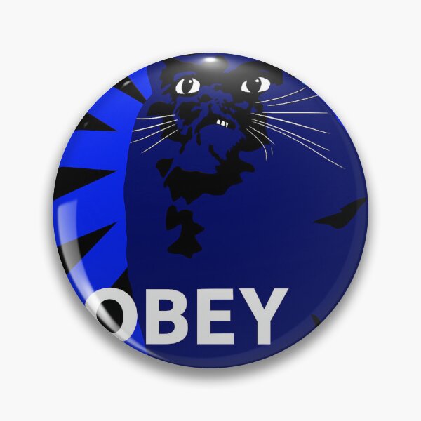 Item preview, OBEY HIM – Commanding Blue Cat Meme Poster Design designed and sold by Studio Reverie.