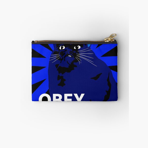 Item preview, OBEY HIM – Commanding Blue Cat Meme Poster Design designed and sold by Studio Reverie.
