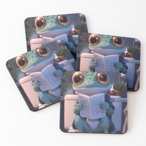 Item preview, Animal Toilet Curious Nighttime Gecko Reads Cozy Bathroom Newspaper Delight designed and sold by mildaclairmo.
