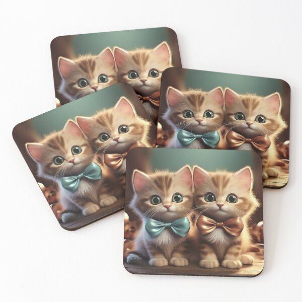 Item preview, Adorable Twin Kittens with Bow Ties – Cute Ginger Cat Art designed and sold by Raptor-Art.