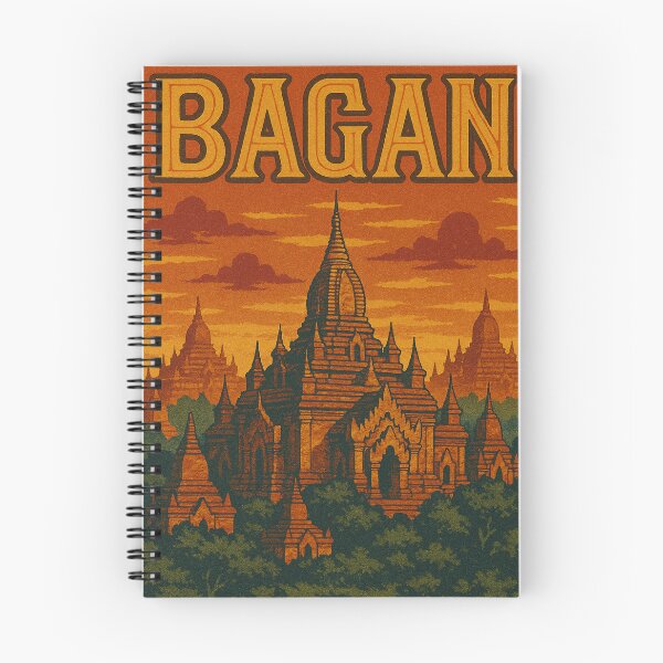 Item preview, Digital Retro Pop Art Poster of Bagan | Bold Myanmar Temple Landscape | Colorful Southeast Asia Travel Wall Art | Vintage Tourism-Inspired Design designed and sold by PaintedPixels01.