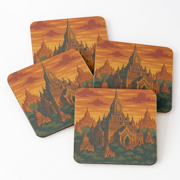 Item preview, Digital Retro Pop Art Poster of Bagan | Bold Myanmar Temple Landscape | Colorful Southeast Asia Travel Wall Art | Vintage Tourism-Inspired Design designed and sold by PaintedPixels01.
