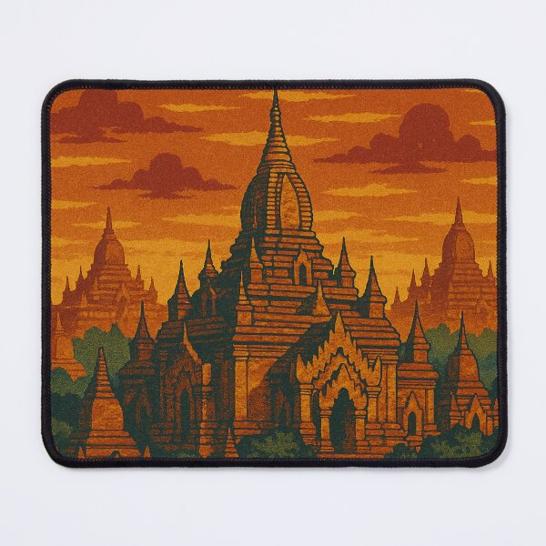 Item preview, Digital Retro Pop Art Poster of Bagan | Bold Myanmar Temple Landscape | Colorful Southeast Asia Travel Wall Art | Vintage Tourism-Inspired Design designed and sold by PaintedPixels01.