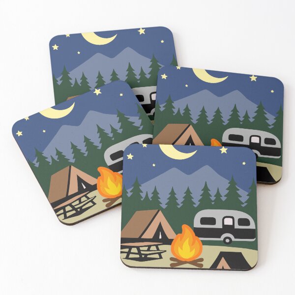 Item preview, Moonlit Campfire Night – Minimalist Camping Art designed and sold by donwillisjrart.