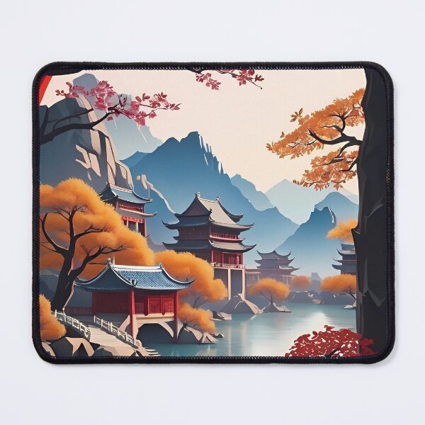 Item preview, Ancient Chinese City Poster | Traditional Asia-Inspired Landscape Art | Historical Architecture Illustration | Vintage Travel Aesthetic Print | Oriental Cultural Wall Decor designed and sold by PaintedPixels01.