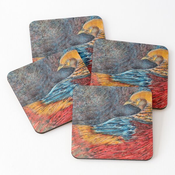 Item preview, coloured ink quill bird designed and sold by RachelHeadart.