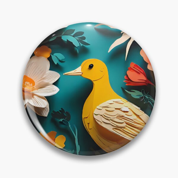 Item preview, Papercut Yellow Bird in Floral Garden | Handcrafted Nature Art | Delicate Paper Art Style | Vibrant Garden Scene Illustration | Elegant Bird and Flowers Poster designed and sold by PaintedPixels01.