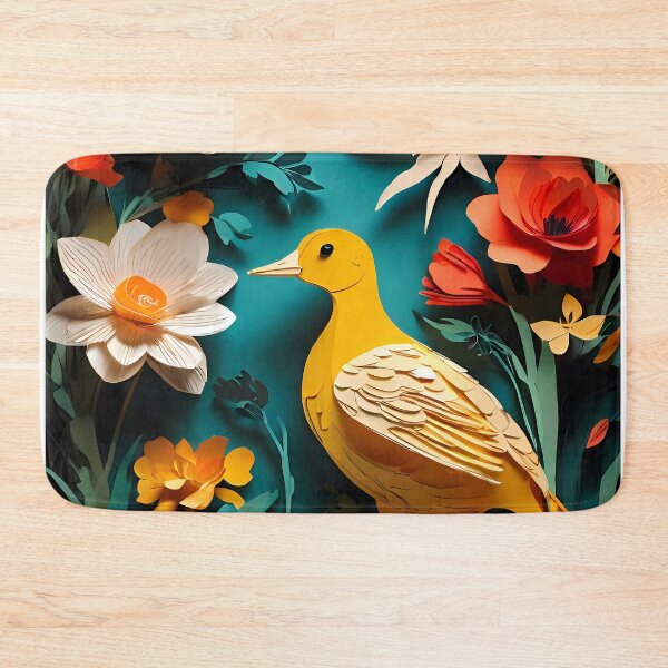 Item preview, Papercut Yellow Bird in Floral Garden | Handcrafted Nature Art | Delicate Paper Art Style | Vibrant Garden Scene Illustration | Elegant Bird and Flowers Poster designed and sold by PaintedPixels01.