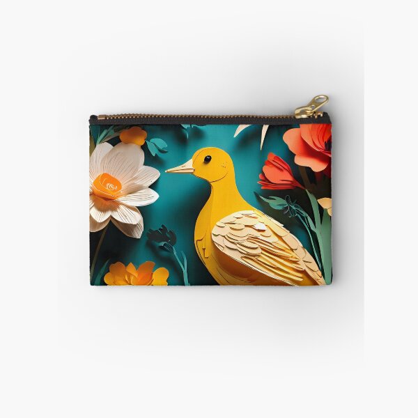 Item preview, Papercut Yellow Bird in Floral Garden | Handcrafted Nature Art | Delicate Paper Art Style | Vibrant Garden Scene Illustration | Elegant Bird and Flowers Poster designed and sold by PaintedPixels01.