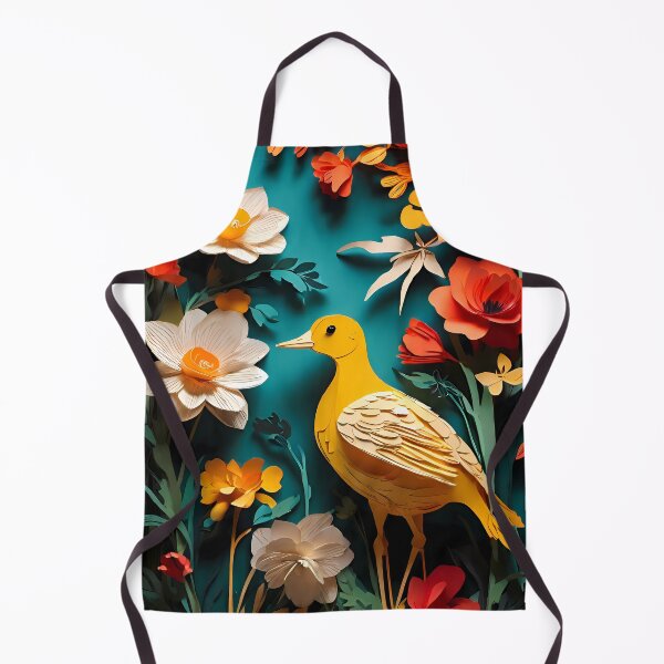 Item preview, Papercut Yellow Bird in Floral Garden | Handcrafted Nature Art | Delicate Paper Art Style | Vibrant Garden Scene Illustration | Elegant Bird and Flowers Poster designed and sold by PaintedPixels01.