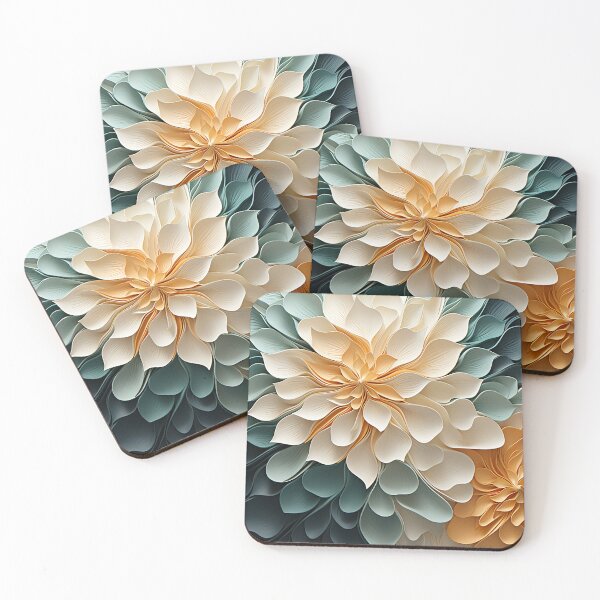Item preview, Elegant Harmony: Abstract Floral Art in Forest Green, Gold, Lavender & Antique White designed and sold by PaintbrushPlace.