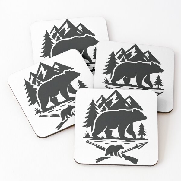 Artikelvorschau, Bärenjagd in der Wildnis – Bergwald-Silhouette-Design entworfen und verkauft von NautilusPrint.