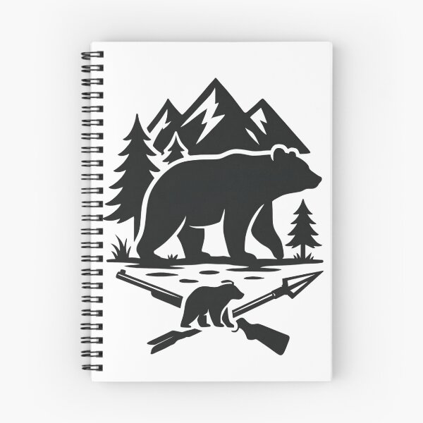 Artikelvorschau, Bärenjagd in der Wildnis – Bergwald-Silhouette-Design entworfen und verkauft von NautilusPrint.