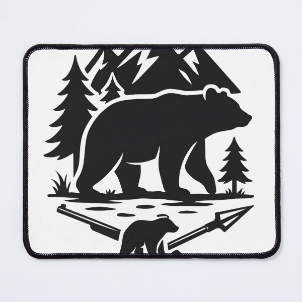Artikelvorschau, Bärenjagd in der Wildnis – Bergwald-Silhouette-Design entworfen und verkauft von NautilusPrint.