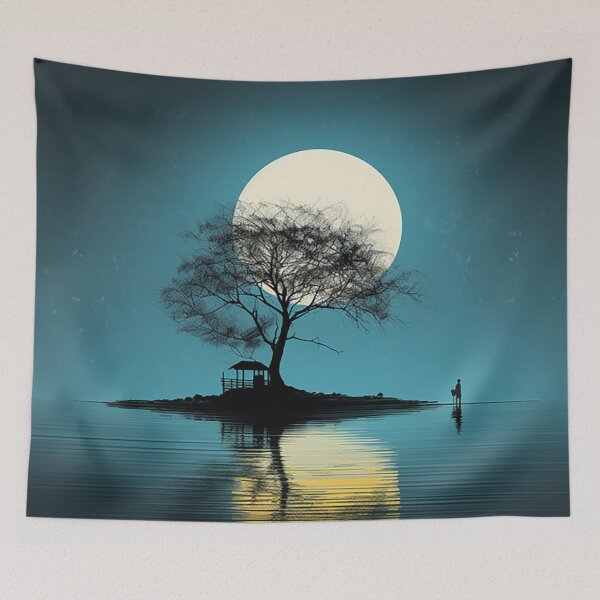 Item preview, Tranquil Waters: Moonlit Lake & Solitary Tree designed and sold by PaintbrushPlace.