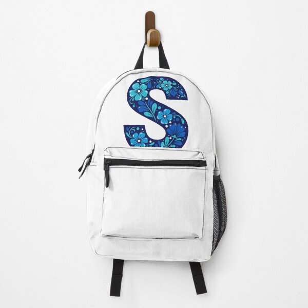 Item preview, Floral Letter S – Blue Botanical Monogram with Little Flowers Design designed and sold by CreaBubbles.