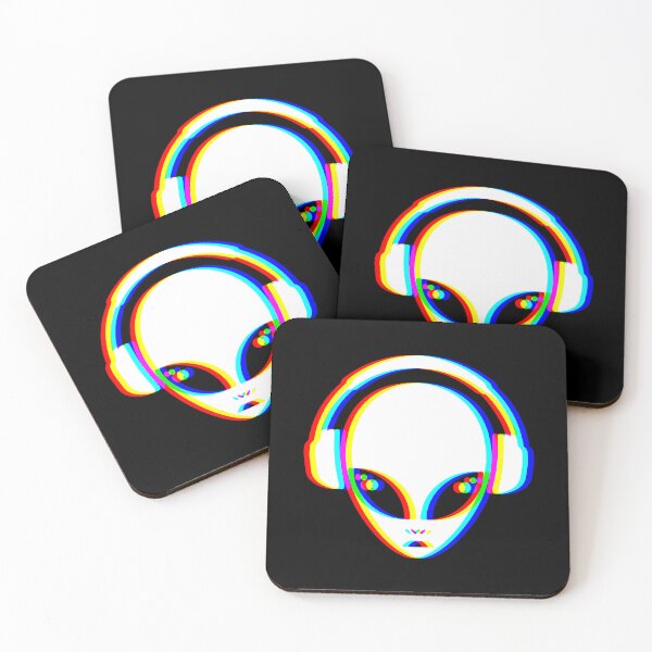 Item preview, Alien EDM Headphones: Glitch RGB Art for Cosmic Beats & Festival Vibes designed and sold by H Jonas.