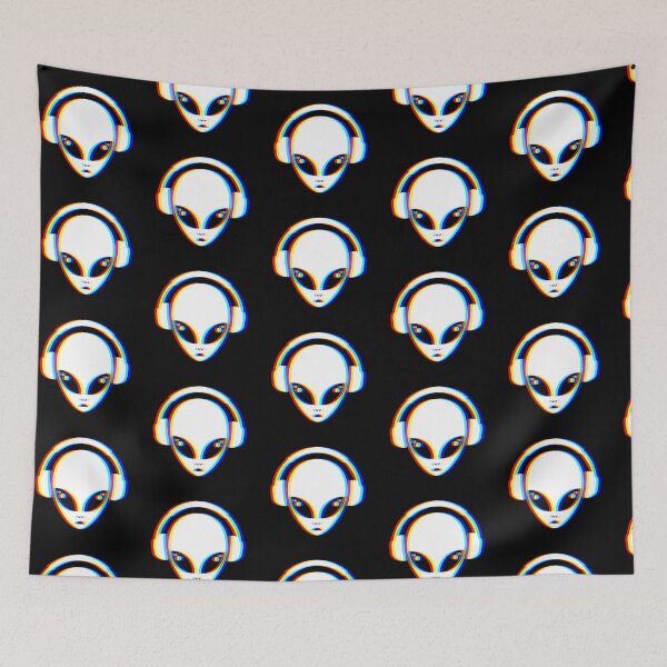 Item preview, Alien EDM Headphones: Glitch RGB Art for Cosmic Beats & Festival Vibes designed and sold by H Jonas.