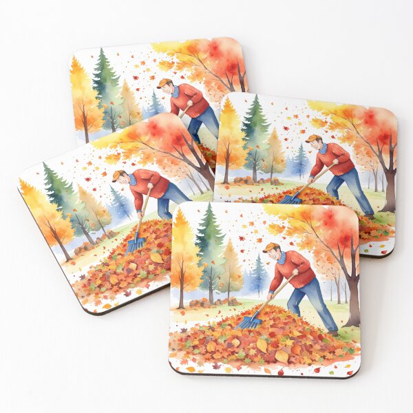 Item preview, Man Raking Leaves designed and sold by thangoyshop.