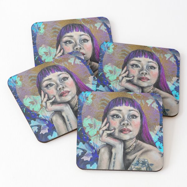 Item preview, Midnight Moon Madonna-Chalk Pastel and Vintage Nature Collage Portrait designed and sold by Laini Eckardt.