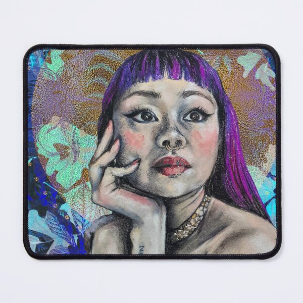 Item preview, Midnight Moon Madonna-Chalk Pastel and Vintage Nature Collage Portrait designed and sold by Laini Eckardt.