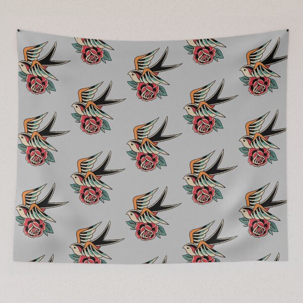 Item preview, Traditional Tattoo Style Rose and Bird designed and sold by Coffee First Co..