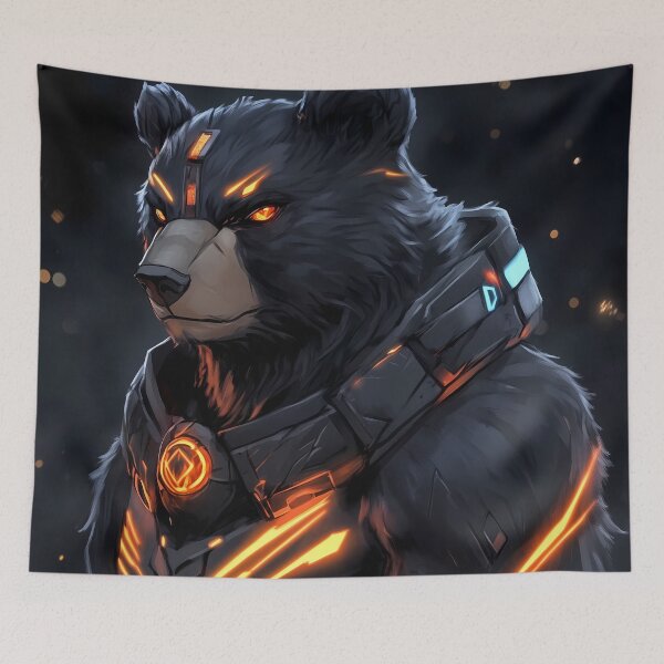 Item preview, Glowing Armored Bear Warrior with Fiery Eyes and Cosmic Presence designed and sold by juniorcastros.