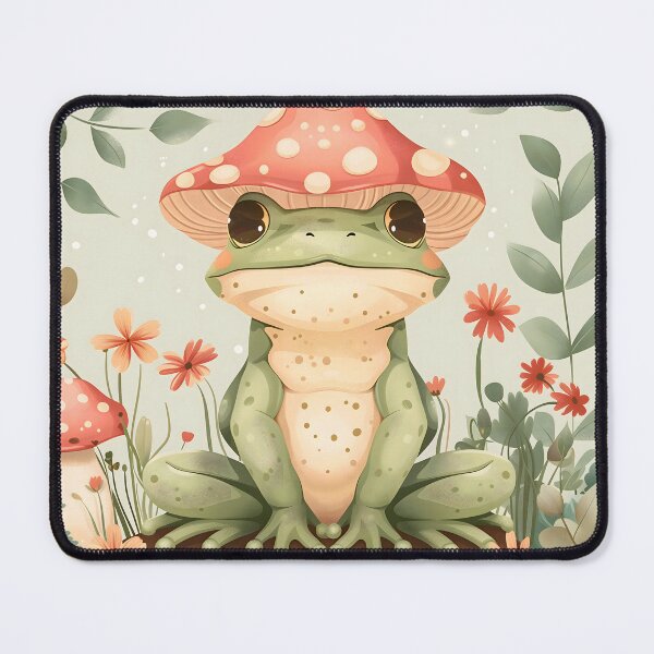 Item preview, Whimsical Cottagecore Frog With Mushroom Hat Illustration designed and sold by Parkerzz.