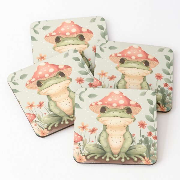 Item preview, Whimsical Cottagecore Frog With Mushroom Hat Illustration designed and sold by Parkerzz.