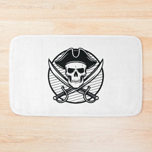 Item preview, Pirate Skull and Crossed Swords – Black and White Pirate Emblem designed and sold by Hadrion.