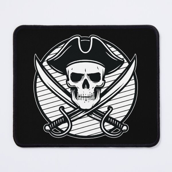 Item preview, Pirate Skull and Crossed Swords – Black and White Pirate Emblem designed and sold by Hadrion.