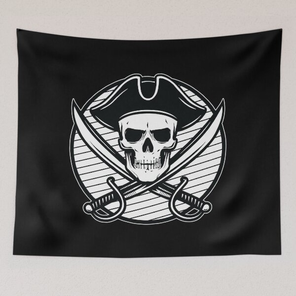 Item preview, Pirate Skull and Crossed Swords – Black and White Pirate Emblem designed and sold by Hadrion.