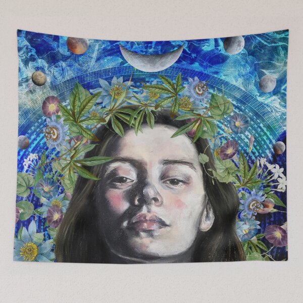 Item preview, Blue Moon Queen-Lunar Chalk Pastel and Vintage Illustration Artwork designed and sold by Laini Eckardt.