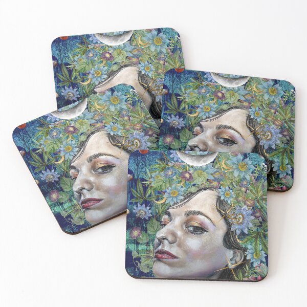 Item preview, Midwinter Moon Queen-Divine Feminine Chalk Pastel and Collage Artwork designed and sold by Laini Eckardt.