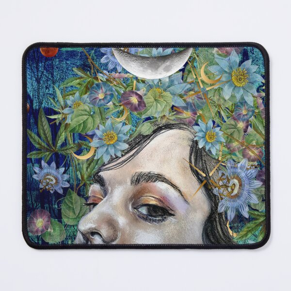 Item preview, Midwinter Moon Queen-Divine Feminine Chalk Pastel and Collage Artwork designed and sold by Laini Eckardt.