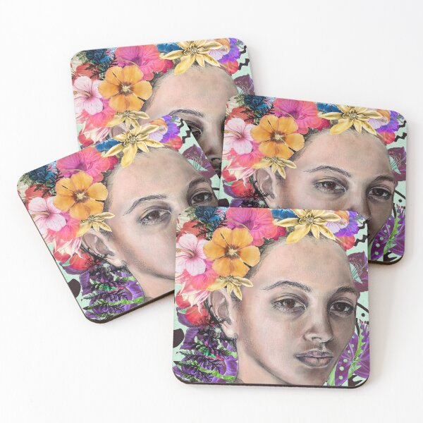 Item preview, Tropical Queen-Chalk Pastel and Vintage Nature Collage Portrait designed and sold by Laini Eckardt.