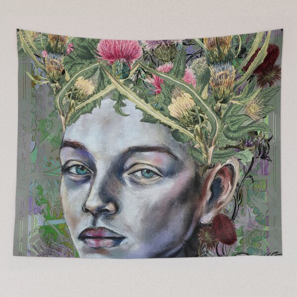Item preview, Thistle Queen-Nature-Inspired Chalk and Vintage Illustration Artwork designed and sold by Laini Eckardt.