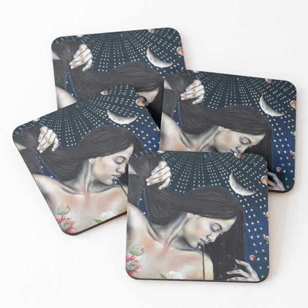 Item preview, Queen of the Night sky-Divine Feminine Chalk Pastel and Collage Artwork designed and sold by Laini Eckardt.