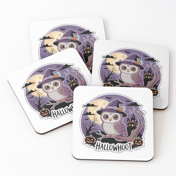 Item preview, Hallowhoot – Cute Halloween Owl Sticker | Chibi Owl with Haunted Castle & Moon designed and sold by Nuist25.