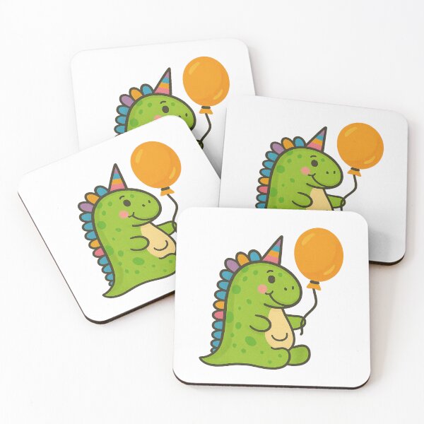 Item preview, Party Dinosaur with Balloon – Cute Birthday Dino Sticker designed and sold by CanSparkleArt.