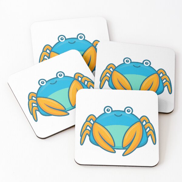 Artikelvorschau, Lächelnde blaue Krabbe – Niedliches Cartoon-Meerestier Sticker entworfen und verkauft von CanSparkleArt.