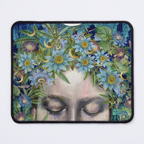 Item preview, Queen of the Dark Moon-Divine Feminine Chalk and Collage Artwork designed and sold by Laini Eckardt.