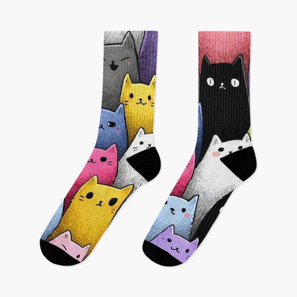 Item preview, Colorful Kawaii Cat Crowd – Cute Pastel Cat Pattern designed and sold by Josinta.