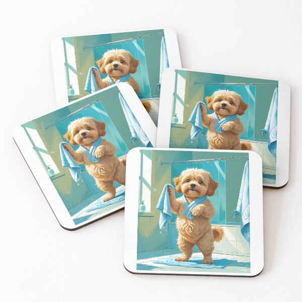 Item preview, Funny Maltipoo After Shower – Cute Cartoon Dog Towel Moment designed and sold by Fredster1966.