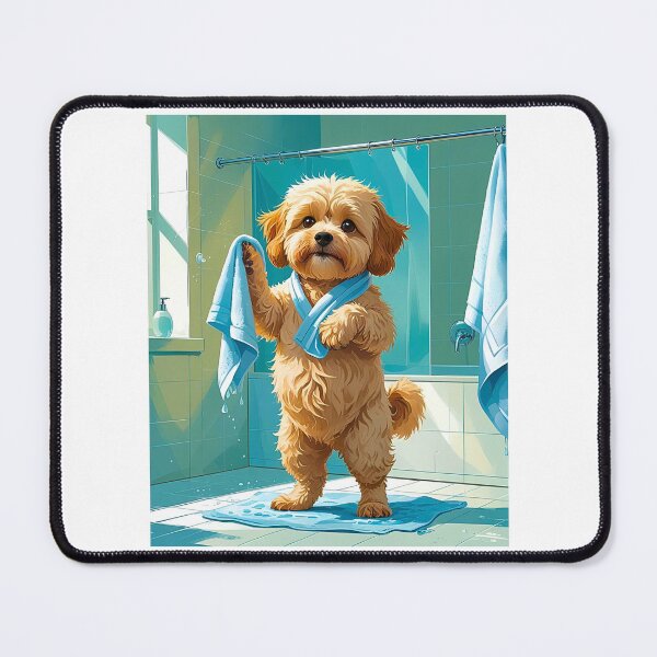 Item preview, Funny Maltipoo After Shower – Cute Cartoon Dog Towel Moment designed and sold by Fredster1966.