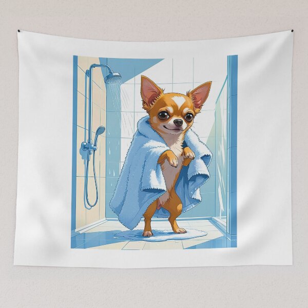 Item preview, Funny Chihuahua After Shower – Cute Cartoon Dog Toweling Off Design designed and sold by Fredster1966.